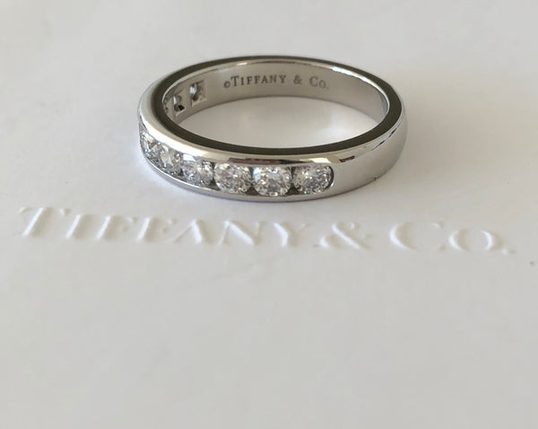 Tiffany & Co. 0.81tcw Diamond Half Eternity Band Platinum Size 7.5 Receipt/Box