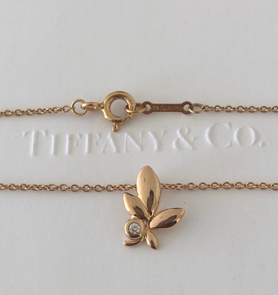 Tiffany & Co. 18ct Rose Gold and Diamond Paloma Picasso Olive Leaf Pendant
