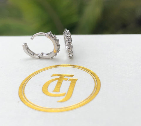 0.22tcw Diamond and 18ct White Gold 9mm Huggie Small Hoop Earrings CTJ