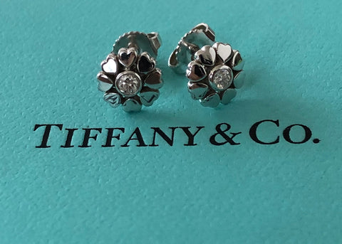 Tiffany & Co. 18ct White Gold and Diamond Paloma Picasso Crown of Heart Earrings