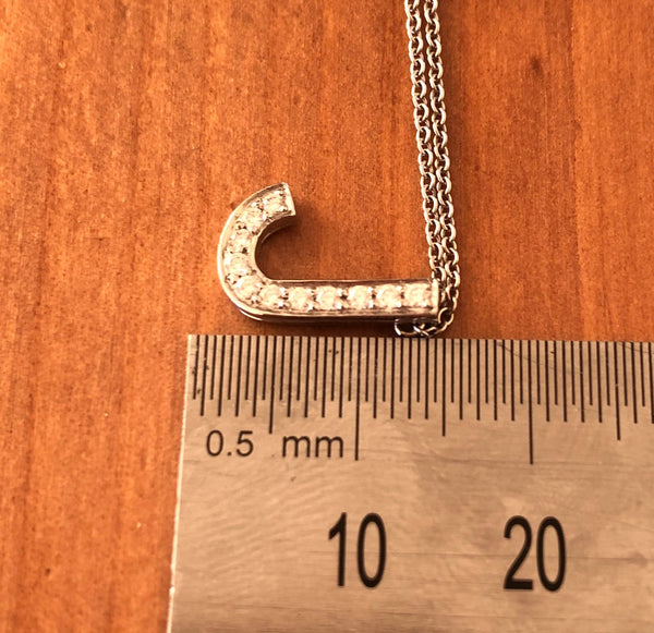 Tiffany & Co. 0.11tcw Diamond and Platinum 'J' Alphabet Necklace Receipt and Box