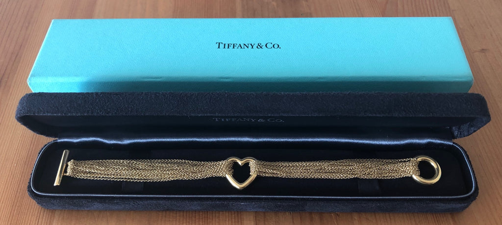 Tiffany Co Vintage 18ct Yellow Gold Multistrand Heart Toggle Bracelet 26gms