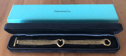 Tiffany & Co Vintage 18ct Yellow Gold Multistrand Heart Toggle Bracelet 26gms