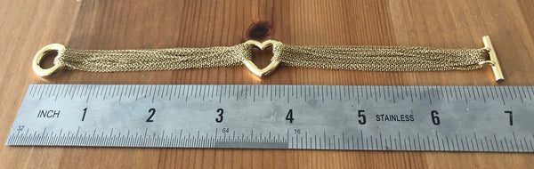 Tiffany & Co Vintage 18ct Yellow Gold Multistrand Heart Toggle Bracelet 26gms