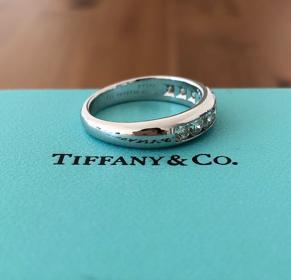 Tiffany & Co. 0.99tcw Lucida Cut Diamond Half Eternity Band Platinum $9150 SZ 7