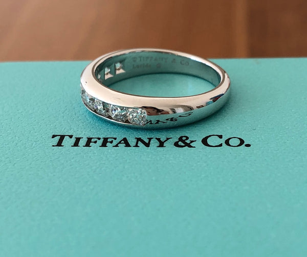 Tiffany & Co. 0.99tcw Lucida Cut Diamond Half Eternity Band Platinum $9150 SZ 7