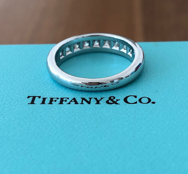 Tiffany & Co. 0.99tcw Lucida Cut Diamond Half Eternity Band Platinum $9150 SZ 7