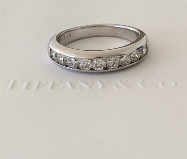 Tiffany & Co. 0.99tcw Lucida Cut Diamond Half Eternity Band Platinum $9150 SZ 7