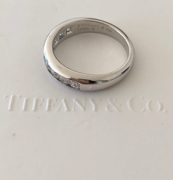 Tiffany & Co. 0.99tcw Lucida Cut Diamond Half Eternity Band Platinum $9150 SZ 7