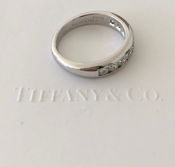 Tiffany & Co. 0.99tcw Lucida Cut Diamond Half Eternity Band Platinum $9150 SZ 7