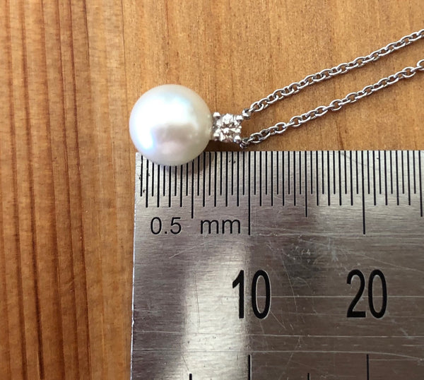 Tiffany & Co. 0.05tcw Diamond 6.5mm Pearl Necklace Pendant 18ct White Gold