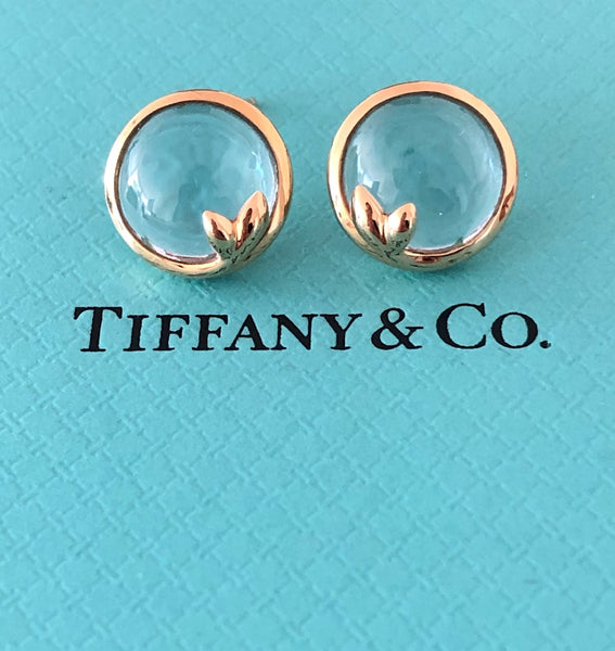 Tiffany & Co. 18ct Yellow Gold and Aquamarine Paloma Picasso Stud Earrings