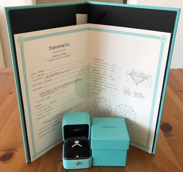Tiffany & Co. 1.20ct I/VS1 Diamond Solitaire Engagement Ring Platinum Cert/Val/Boxes/Gift