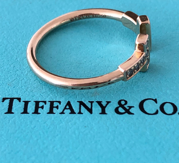 Tiffany & Co. 0.13tcw Diamond and 18ct Rose Gold 'T' Ring size 5.5