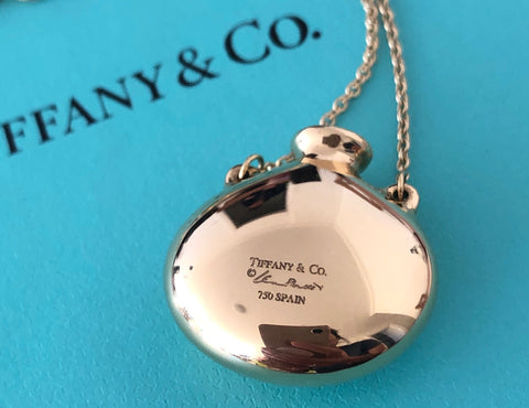 Tiffany & Co. 18ct Yellow Gold Elsa Peretti Bottle Pendant 18 inch Chain Receipt
