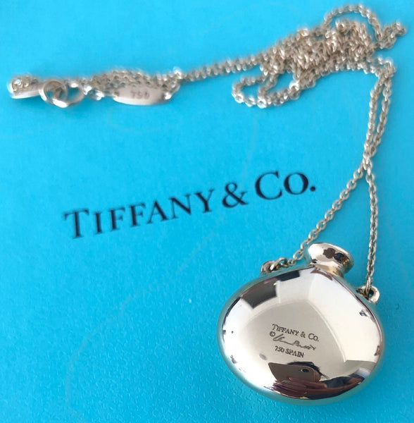 Tiffany & Co. 18ct Yellow Gold Elsa Peretti Bottle Pendant 18 inch Chain Receipt