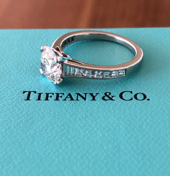 Tiffany & Co. 2.16tcw (1.56ct Centre) H/VS2 Diamond Engagement Ring with Accents PT950 Cert/Val/Box