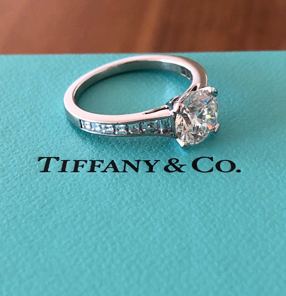 Tiffany & Co. 2.16tcw (1.56ct Centre) H/VS2 Diamond Engagement Ring with Accents PT950 Cert/Val/Box
