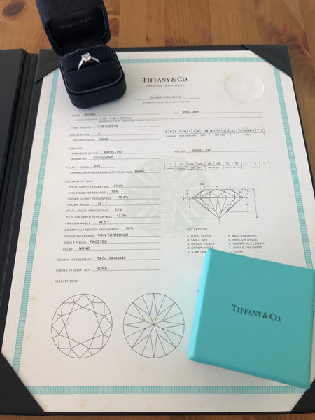 Tiffany & Co. 2.16tcw (1.56ct Centre) H/VS2 Diamond Engagement Ring with Accents PT950 Cert/Val/Box