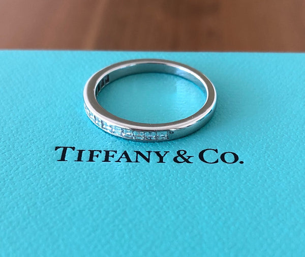 Tiffany & Co. Square Faceted Diamond Wedding Anniversary Band in Platinum 2.2mm