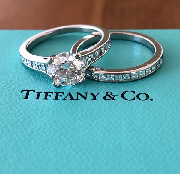 Tiffany & Co. Square Faceted Diamond Wedding Anniversary Band in Platinum 2.2mm