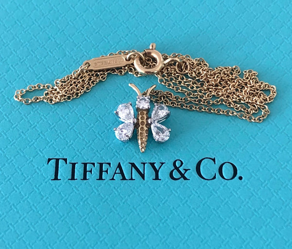 Tiffany & Co. 0.64tcw Diamond Schlumberger Butterfly Pendant Necklace PT950 Gold