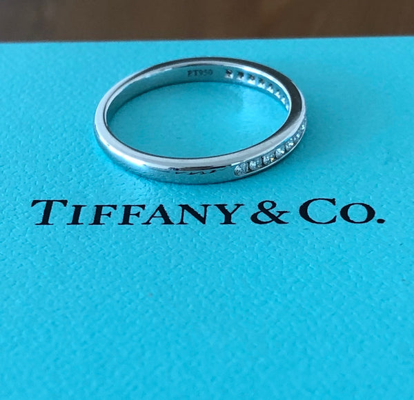 Tiffany & Co. 2mm 0.17tcw Diamond Platinum Band NEVER WORN RRP $4050 Receipt/Box