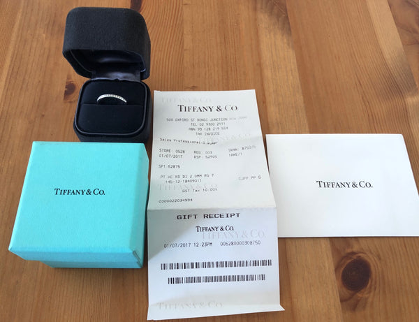 Tiffany & Co. 2mm 0.17tcw Diamond Platinum Band NEVER WORN RRP $4050 Receipt/Box