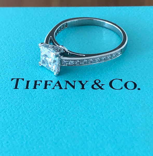 Tiffany & Co. 1.27tcw (1.11ct Centre) D/VS1 Princess Cut 'Grace' Engagement Ring Platinum