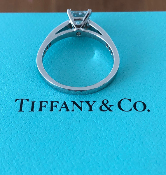 Tiffany & Co. 1.27tcw (1.11ct Centre) D/VS1 Princess Cut 'Grace' Engagement Ring Platinum
