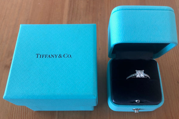 Tiffany & Co. 1.27tcw (1.11ct Centre) D/VS1 Princess Cut 'Grace' Engagement Ring Platinum