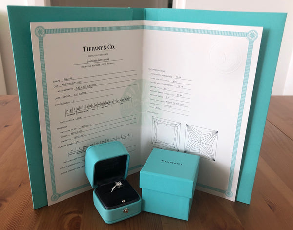 Tiffany & Co. 1.27tcw (1.11ct Centre) D/VS1 Princess Cut 'Grace' Engagement Ring Platinum