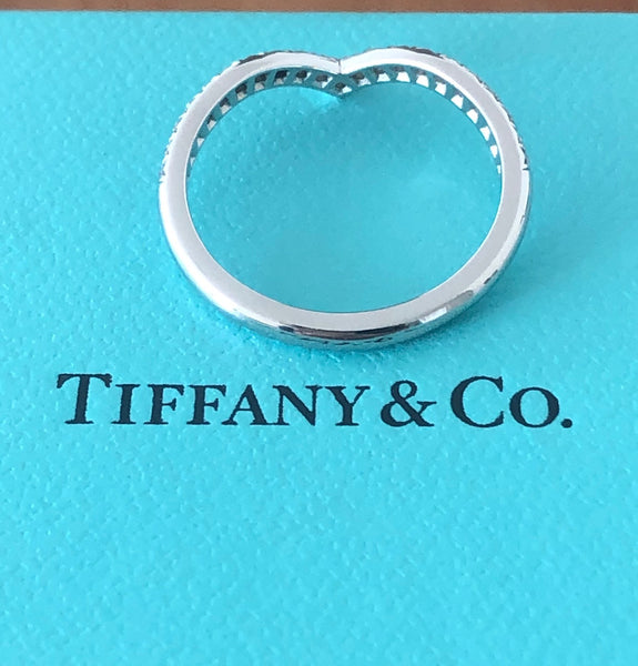 Tiffany & Co. 0.17tcw Diamond Soleste 'V' Half Eternity Ring Band Mint Condition Boxes/Receipt/Tiffany Valuation Letter