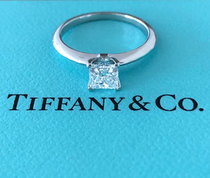 Tiffany & Co. 0.59ct F/VS2 Diamond Princess Cut Engagement Ring Platinum