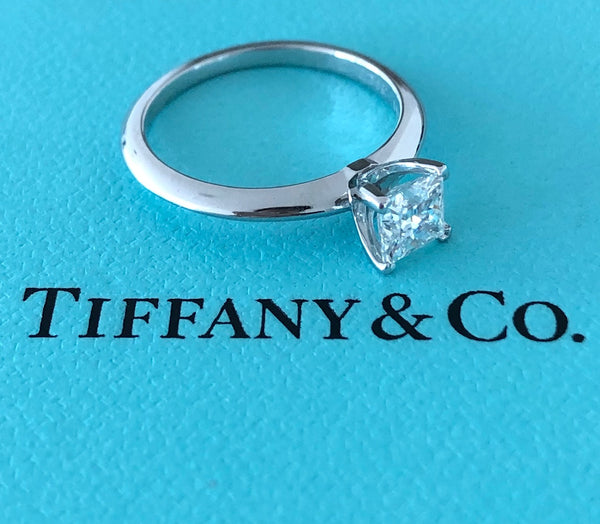 Tiffany & Co. 0.59ct F/VS2 Diamond Princess Cut Engagement Ring Platinum