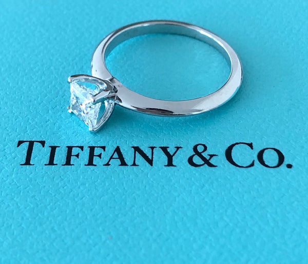 Tiffany & Co. 0.59ct F/VS2 Diamond Princess Cut Engagement Ring Platinum
