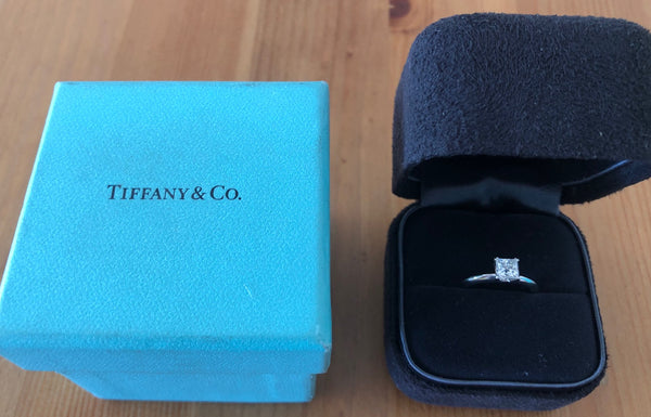 Tiffany & Co. 0.59ct F/VS2 Diamond Princess Cut Engagement Ring Platinum