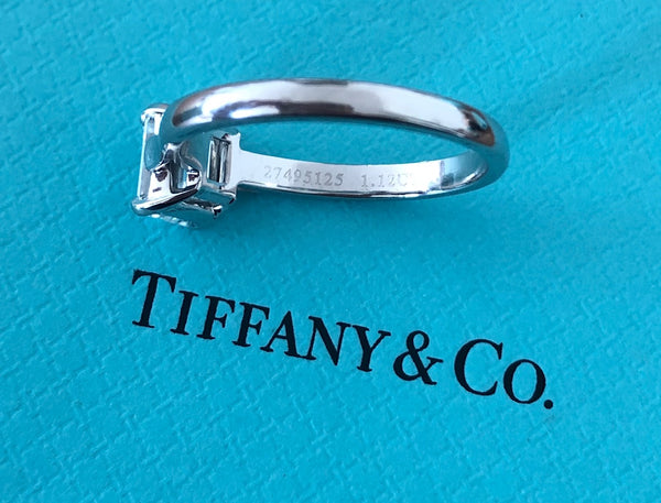 Tiffany & Co. 1.12ct H/VVS1 Diamond Emerald Cut Solitaire Engagement Ring Cert/Val