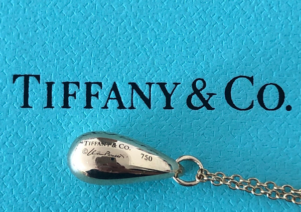 Tiffany & Co. Elsa Peretti 18ct Yellow Gold Tear Drop Pendant 12mm 22 inch Chain