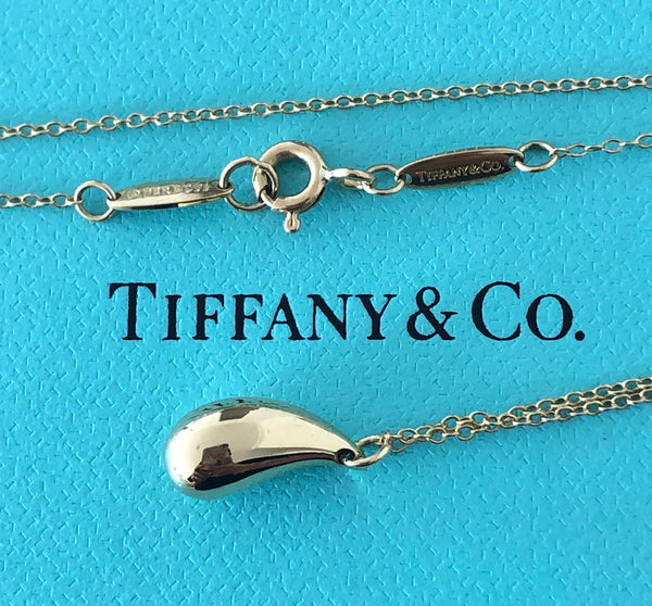 Tiffany & Co. Elsa Peretti 18ct Yellow Gold Tear Drop Pendant 12mm 22 inch Chain