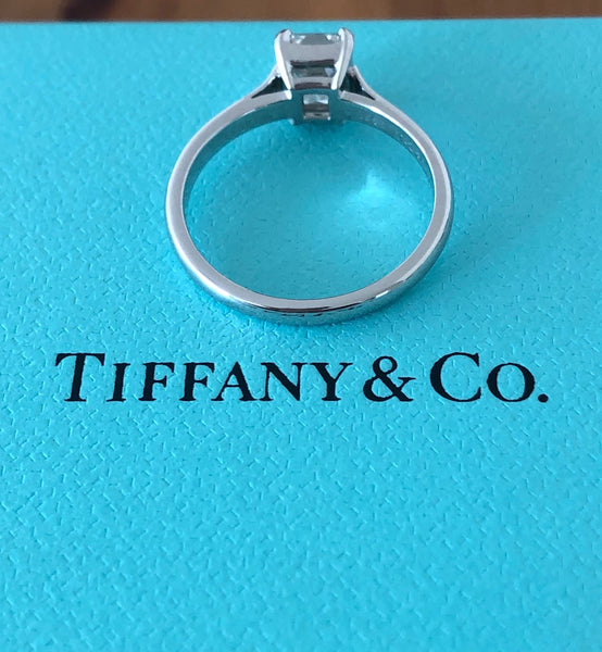 Tiffany & Co. 1.12ct H/VVS1 Diamond Emerald Cut Solitaire Engagement Ring Cert/Val