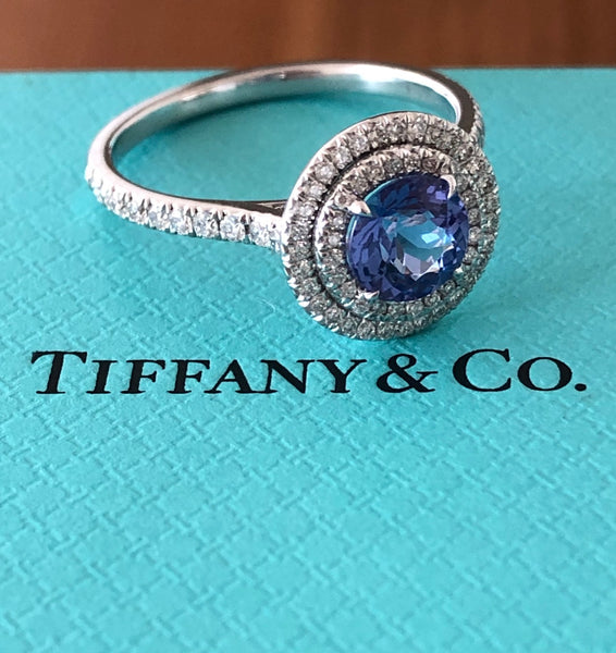 Tiffany & Co. 1.25ct Tanzanite & 0.46tcw Diamond Double Halo Soleste Ring $13500