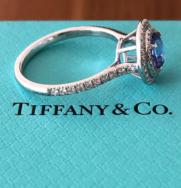 Tiffany & Co. 1.25ct Tanzanite & 0.46tcw Diamond Double Halo Soleste Ring $13500