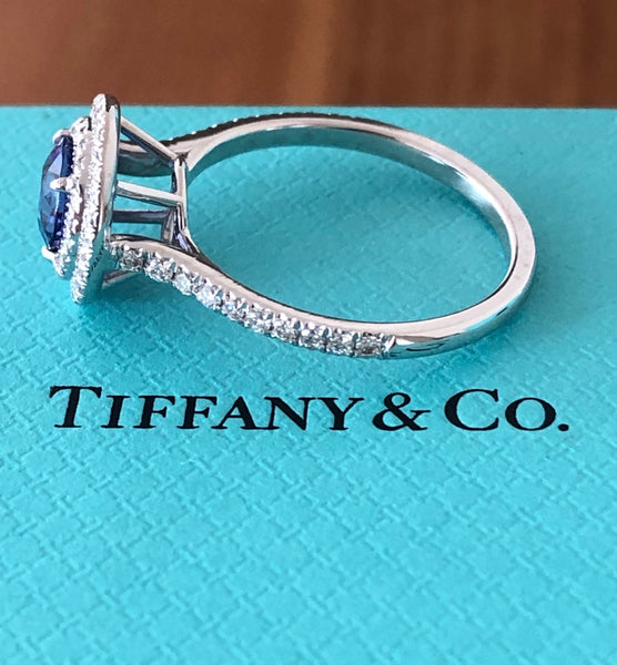 Tiffany & Co. 1.25ct Tanzanite & 0.46tcw Diamond Double Halo Soleste Ring $13500