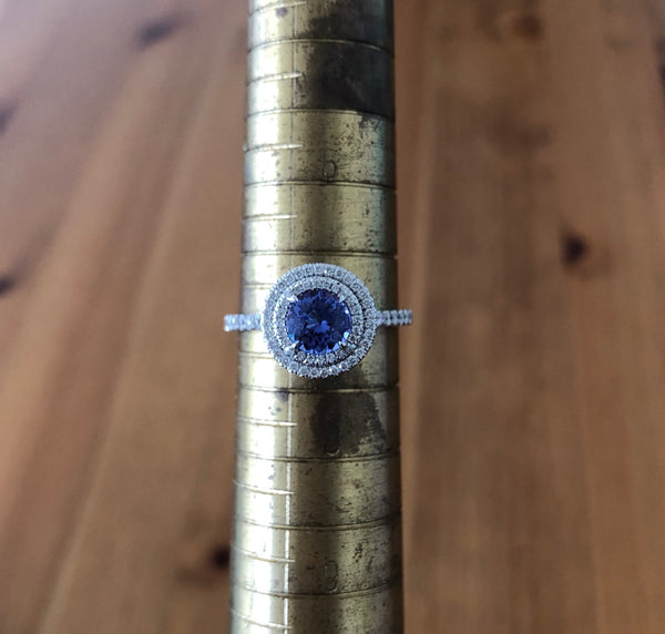 Tiffany & Co. 1.25ct Tanzanite & 0.46tcw Diamond Double Halo Soleste Ring $13500