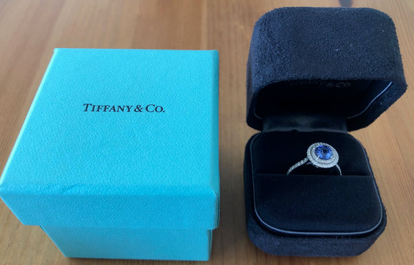 Tiffany & Co. 1.25ct Tanzanite & 0.46tcw Diamond Double Halo Soleste Ring $13500