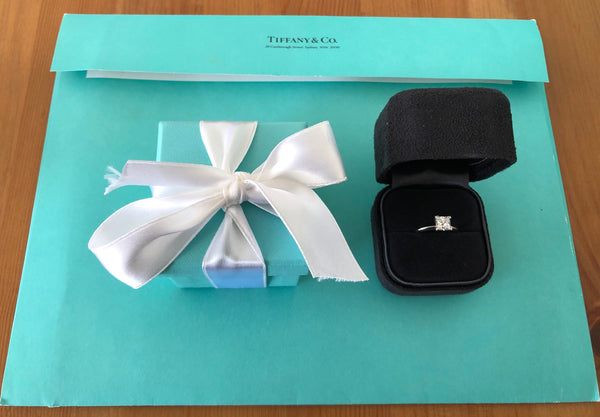 Tiffany & Co. 1.04ct F/VS1 Diamond Princess Cut Solitaire Engagement Ring Cert/Val