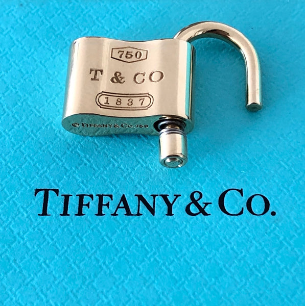 Tiffany & Co Solid 18k Yellow Gold 1837 Padlock Pendant / Charm Opens & Closes