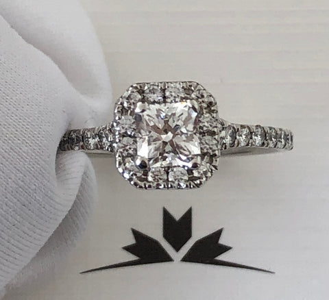 Hearts on Fire 0.98tcw (0.58ct) Diamond Halo Dream Cut Engagement Ring $10025