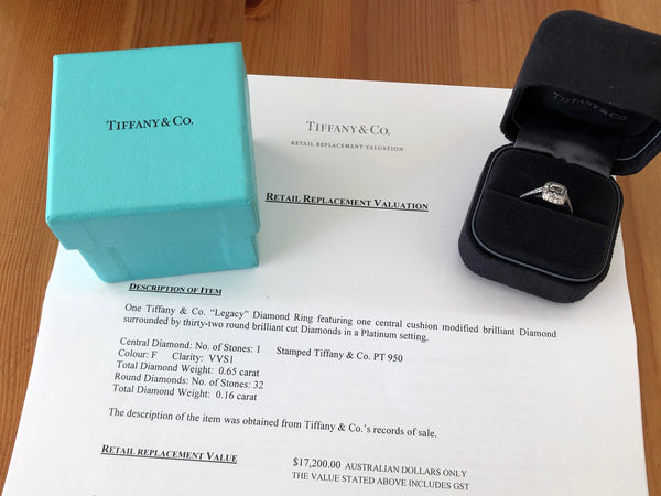 Tiffany & Co. 0.81tcw F/VVS1 Diamond Legacy Engagement Ring